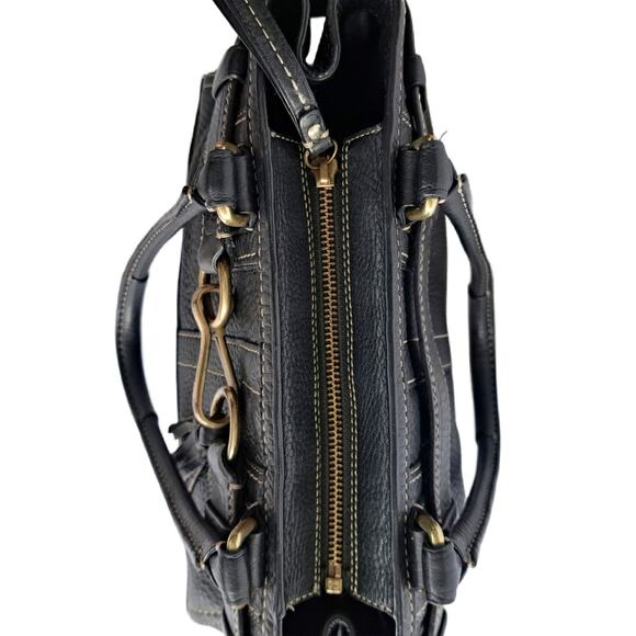 COACH Vintage Hampton Bag Black Pebbled Leather Shoulder Satchel Tote Carryall - Picture 6 of 11